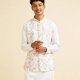 Men Floral Pattern Nehru Jacket with Button-Closure-3