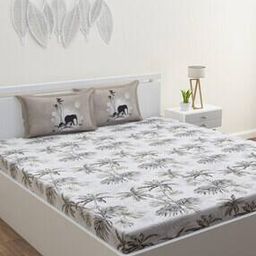 Floral Print King Size Cotton Bedsheet with 2 Pillow Covers-image-63