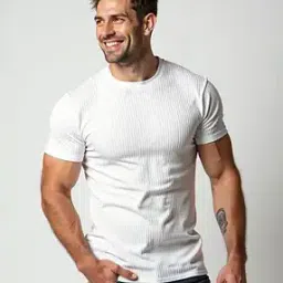 Men Regular Fit Ribbed Crew-Neck T-Shirt-picture-18