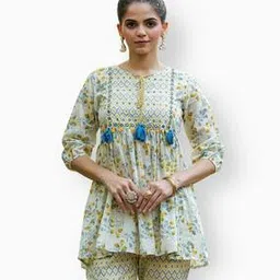 Floral Print Peplum Top & Pants Set-image-35