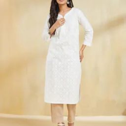 Women V-Neck Straight Kurta-image-40