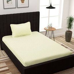 Striped Single Bedsheet with 1 Pillow Cover-17
