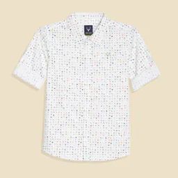 Boys Micro Print Slim Fit Shirt-image-79