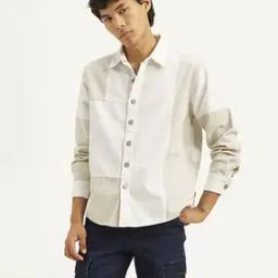  Men Spread Collar Patch-work Relaxed Fit Shirt-picture-10