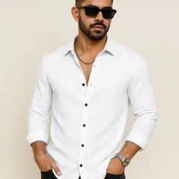 Men Spread Collar Popcorn Regular Fit Shirt-picture-44