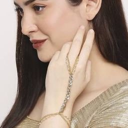Kundan & Pearls Floral Ethnic  Bracelet-image-33