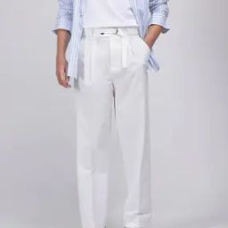  Men Mid Rise Wide Leg Trousers-image-12