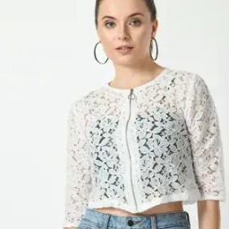 Women Lace Zip-Front Shrug with Bracelet Sleeves-51