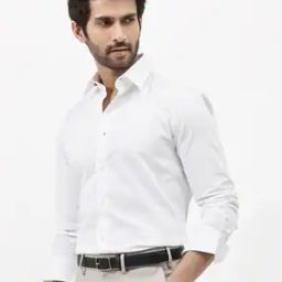 Men Regular Fit Shirt with Spread-Collar-image-2