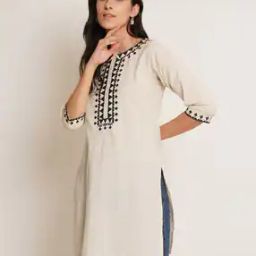 Embroidered A-Line Kurta-image-63