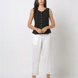 Women Straight Pants with Lace Hemline-image-25