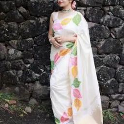 Woven Saree with Contrast Border-image-15