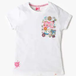 Girls Graphic Print Slim Fit Crew-Neck T-Shirt-image-60