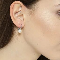 EBJ47-Pearl-Studded Silver-Plated Drop Earrings-image-3