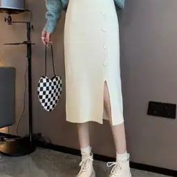 Women Straight Skirt with Side-Slit-image-70