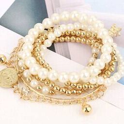 Pearl Studded Multistrand Korean Bracelets-18