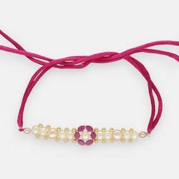 Flower Pearl-Studded Rakhi-image-2