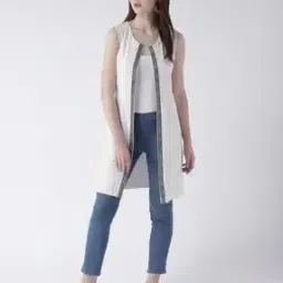 Front-Open Shrug with Contrast Border-34