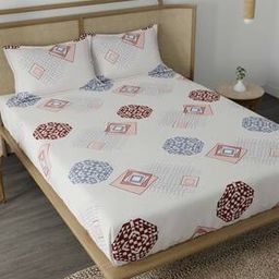 210 TC Geometric Print Double Size Bedsheet with Pillow Covers-picture-5