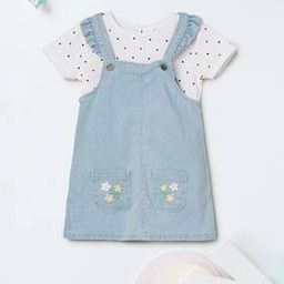 Girls Embroidered Dungaree Dress with T-shirt-image-48