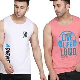 slowloris Men Pack of 2 Typographic Print Scoop-Neck Vests-picture-42