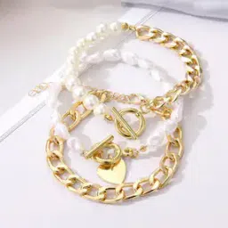 Set of 3 Gold-Plated Link Bracelets-image-43