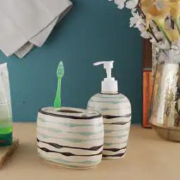 Set of 2 Ceramic Soap Dispenser with Brush Holder-25