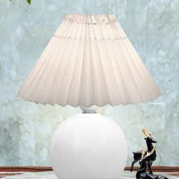 homesake Ceramic Table Lamp with Pleated Shade image 1