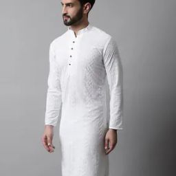 Embroidered Mandarin-Collar Kurta-image-0