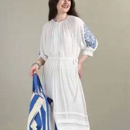 u.s. polo assn. Women Embroidered Midi A-Line Dress-picture-9