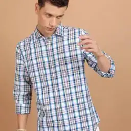 Men Checked Slim Fit Shirt with Patch Pocket-image-1