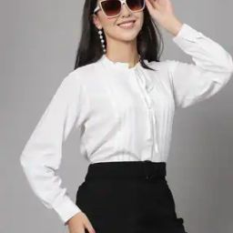 style quotient Pleated Top with Tie-Up Neck-picture-15