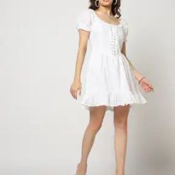 Women Schiffli Embroidered Corset Tiered Dress-image-18