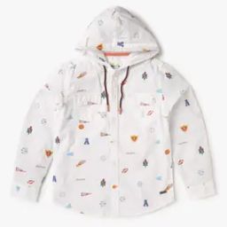 Boys Printed Slim Fit Hooded Shirt-picture-32