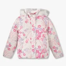 Girls Floral Print Parka Jacket-image-14
