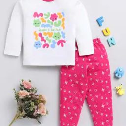 Typographic Print T-Shirt with Pants-image-70