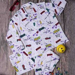 Boys Typographic Print Shirt & Pyjamas Set-image-57