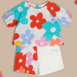 Girls Floral Print Top & Shorts Set-image-5