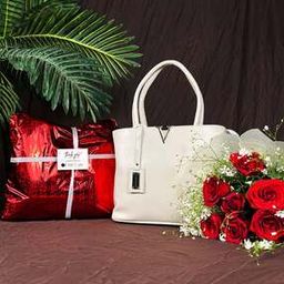 Textured Shoulder Bag with Metal Accent-image-0