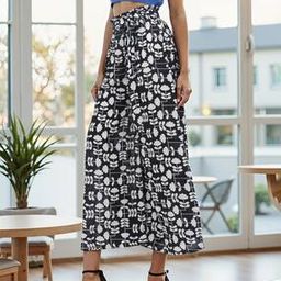 Shein Full Length High Rise Floral Print Flared Palazzo-image-46