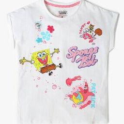Girls Spongebob Print Round-Neck Boxy Fit T-Shirt-image-45
