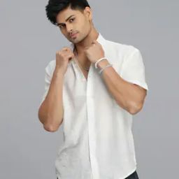 Men Slim Fit Shirt with Curved Hem-image-83