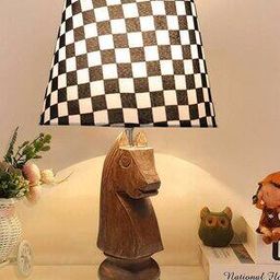 Checked Table Lamp with Wood Base-image-20