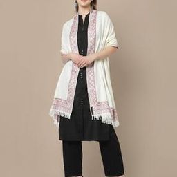 Pashmina Wool Self-Design Woven Kashmiri Shawl with Tassels-image-7
