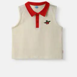 Girls Embroidered Regular Fit Polo T-Shirt-image-34