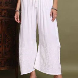 Women Rayon Chikan Embroidered Palazzo-image-54