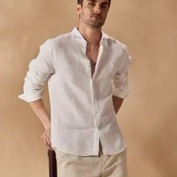 Men Slim Fit Shirt with Cutaway Collar-image-34
