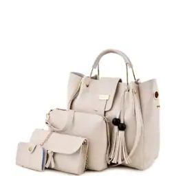 Set of 4 Textured Handbag with Pouches-14