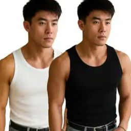 Men Pack of 2 Ribbed Sleeveless Vests-33