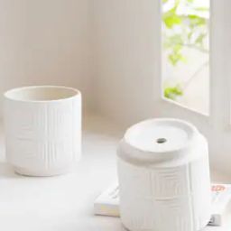 Set of 2 Striped Weather-Resistant Tapered-Shaped Planter-image-1